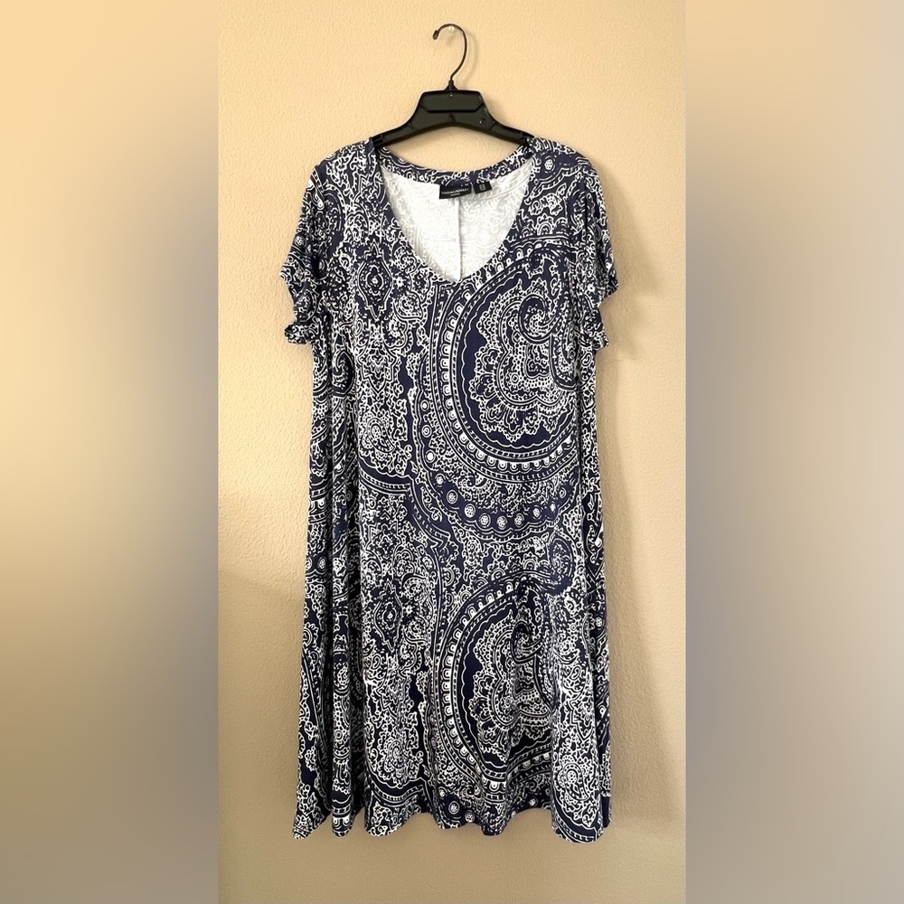 Cynthia Rowley Navy Paisley Print Midi Dress
